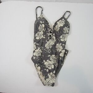 adore me women's swimsuit floral one piece xl gray tags